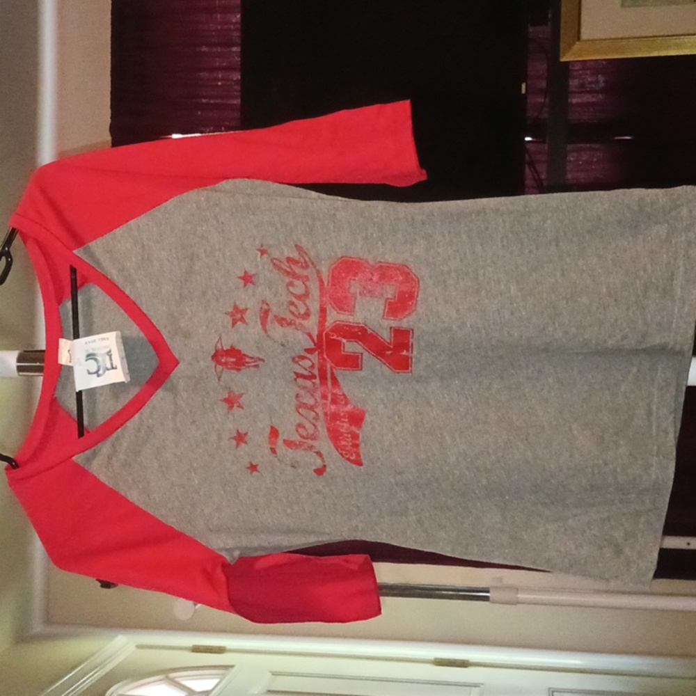 TEXAS TECH V-NECK RAGLAN 3/4  SLEEVE JERSEY